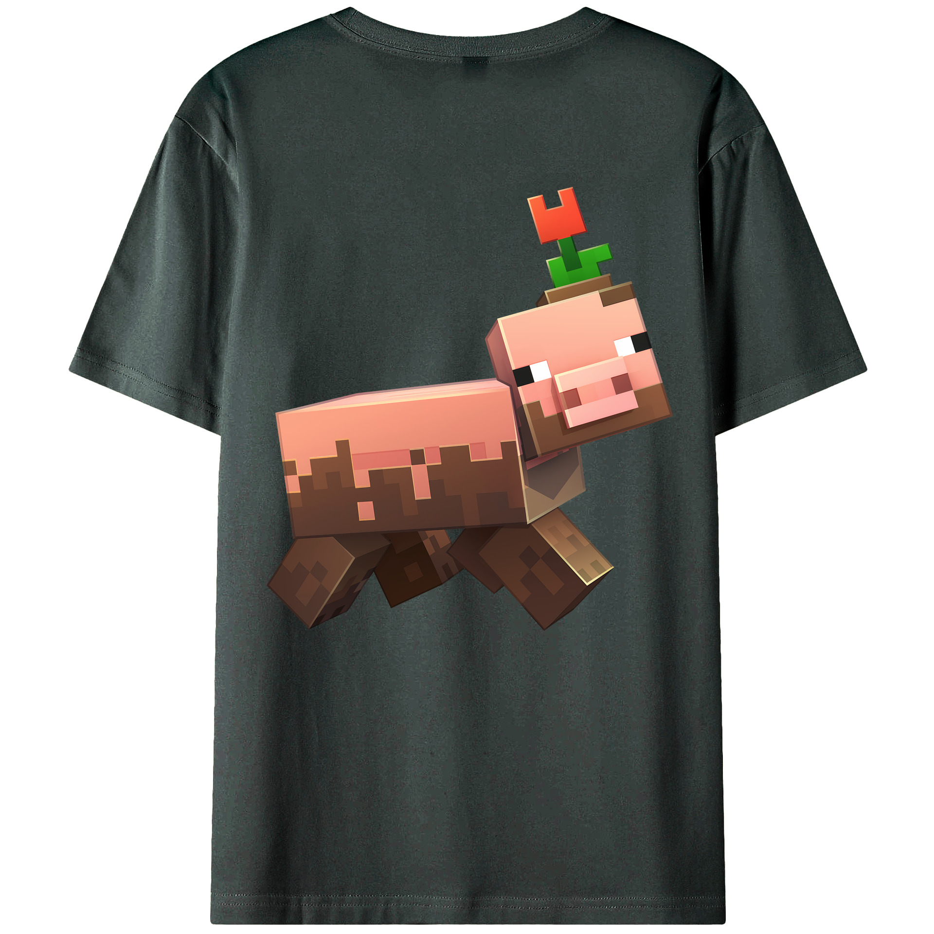 （画像用） マインクラフト ブロックの世界 Minecraft MC Block world 綿100％ メンズ半袖Tシャツ（バックプリント） 通気性